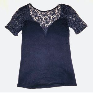 BKE lace sleeve sweetheart shirt